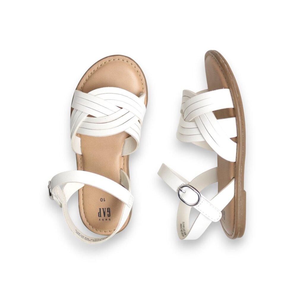 Baby GAP Toddler Girl White Cross-Strap Sandals Size 10